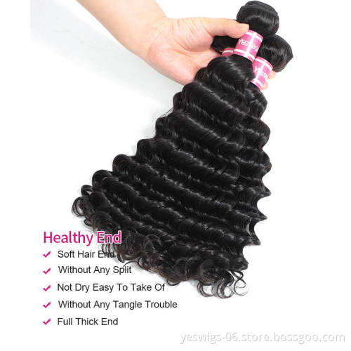 10A Grade Malaysian Hair Weave Bundles Deep Wave, Single Donor Virgin Human Hair Cuticle Aligned 1 Bundle